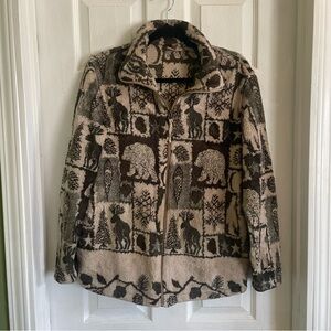 Woolrich Beige and Brown Patterned Fleece Jacket